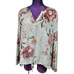Chaser Heirloom Gauze Floral Blouse Bell Sleeve Size Medium‎ Women's